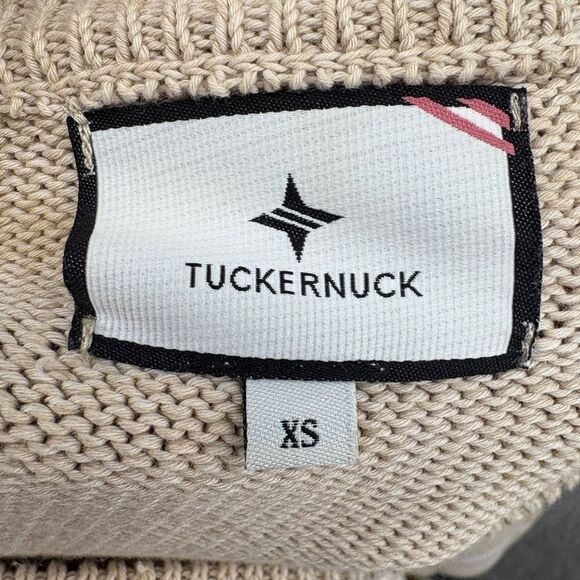 Tuckernuck XS Tan Stripe Bar Harbor Cotton Side Button Sweater - Picture 9 of 10